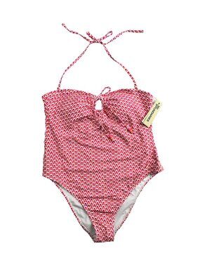 No Boundaries Women's XL (16-18) Pink Geometric Keyhole One Piece Swimsuit NWT